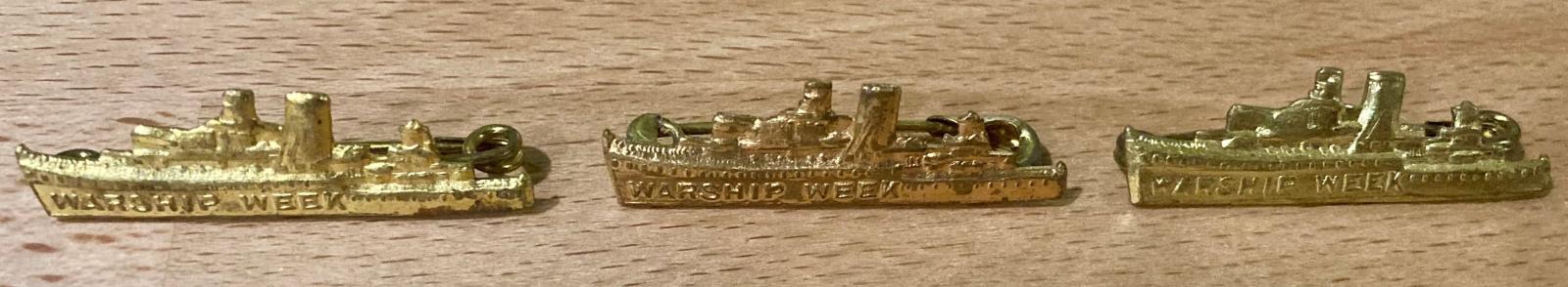 Warship Week badges showing colour and style variation