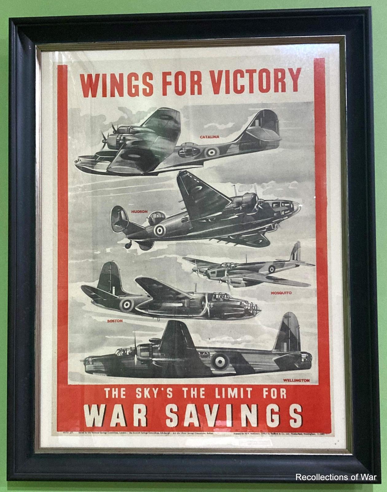 Framed 'Wings for Victory' War Savings poster 