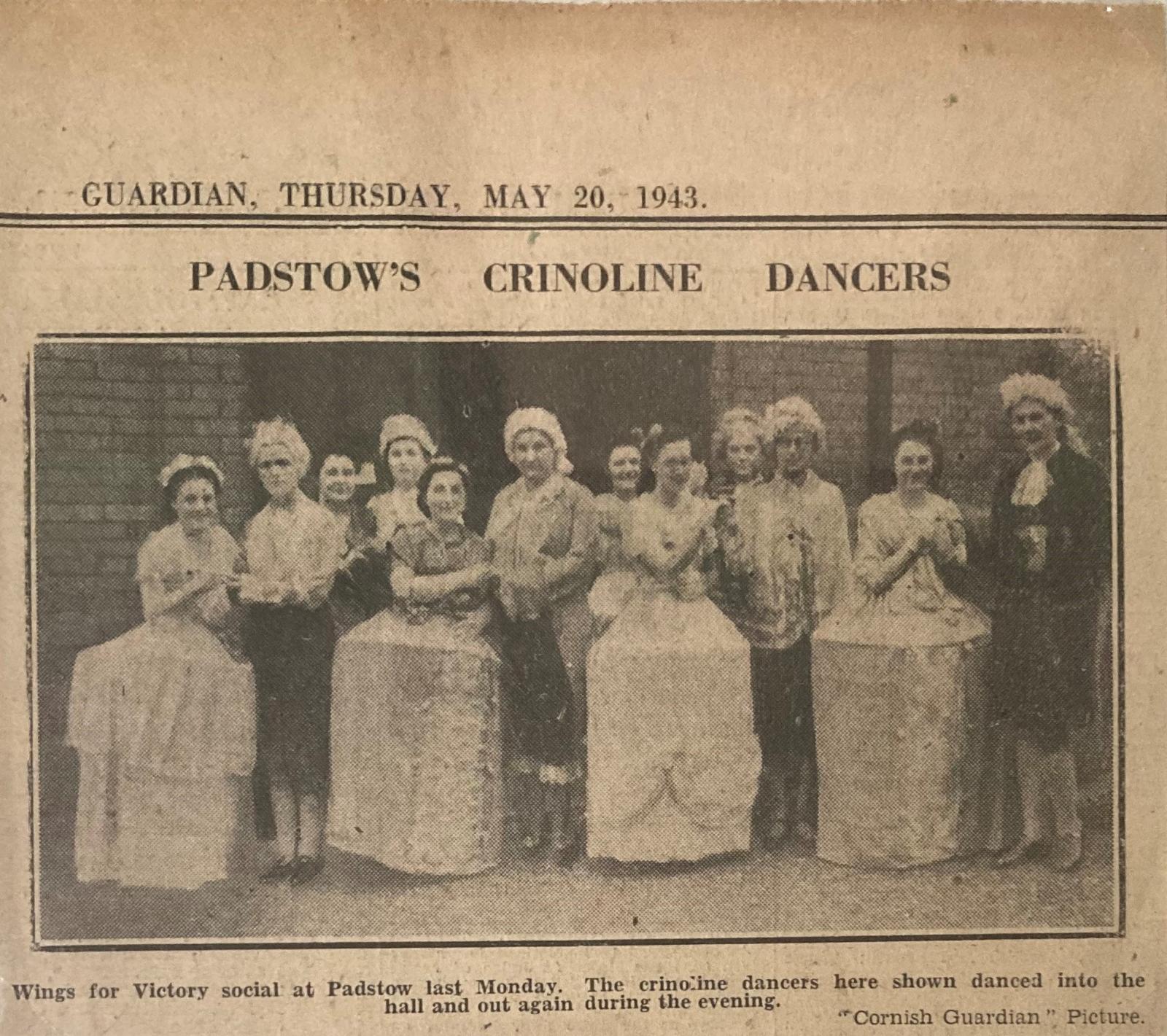 Crinoline dancers at the 'Wings for Victory' social in Padstow