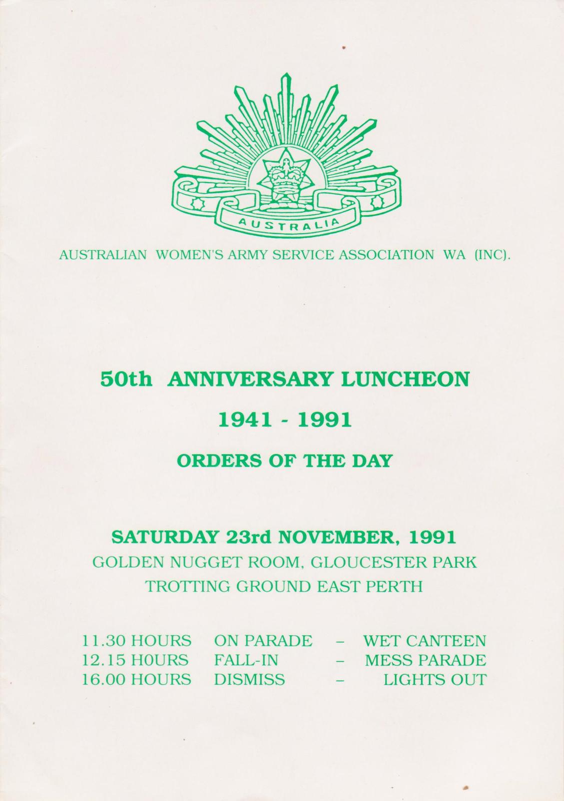 AWAS “Orders of the Day” booklet for 50th Anniversary