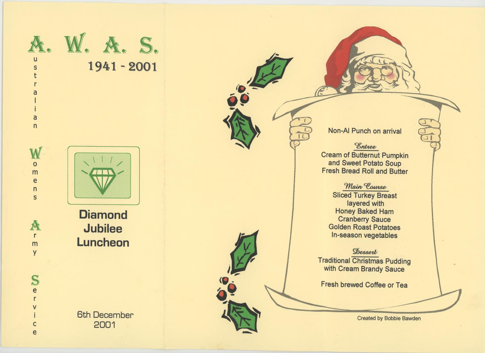 AWAS Diamond Jubilee Luncheon (1941 – 2001) event leaflet