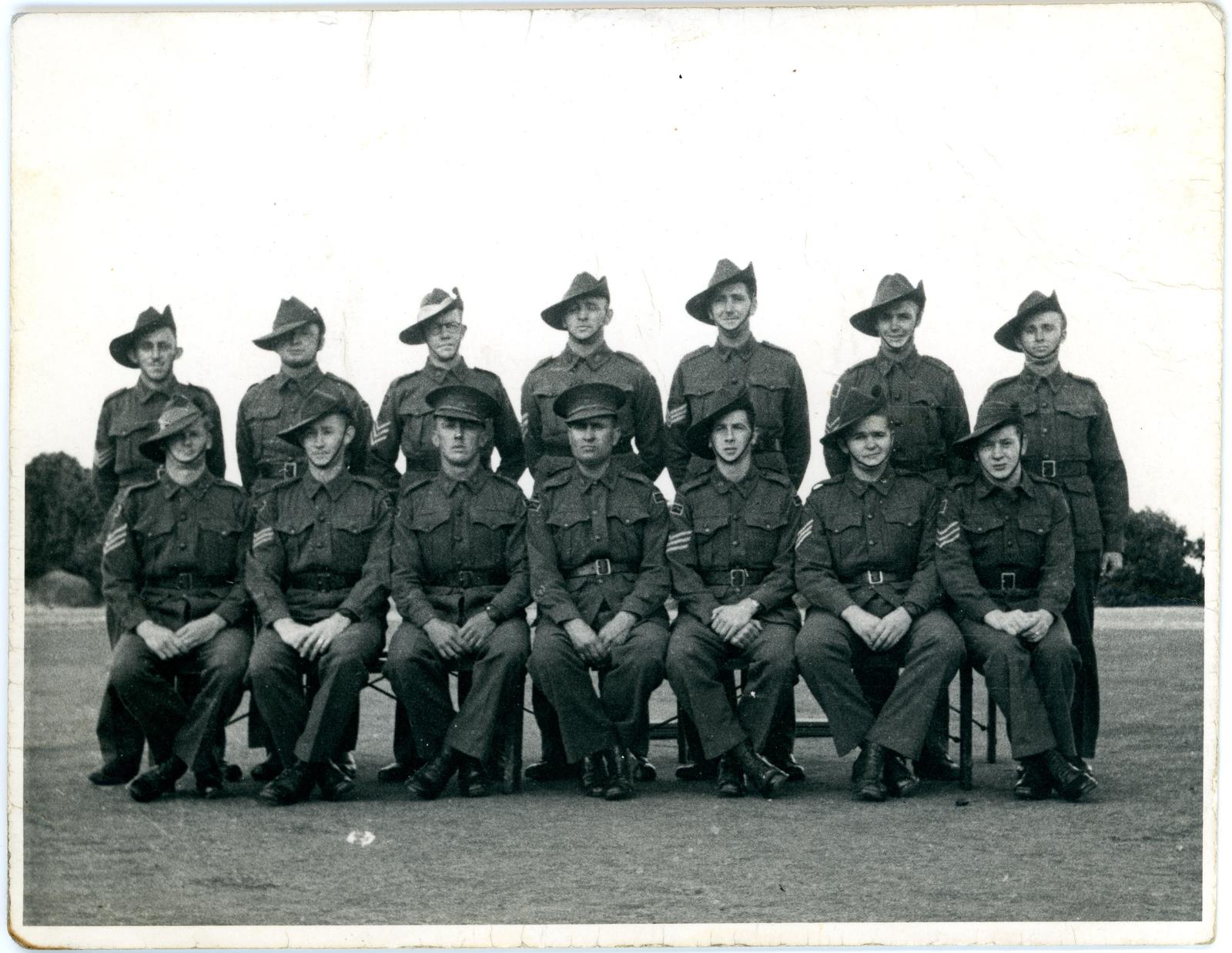 Photograph of 14 Warrant Officers and Sergeants of the Fortress Engineers and Heavy Artillery, Albany.