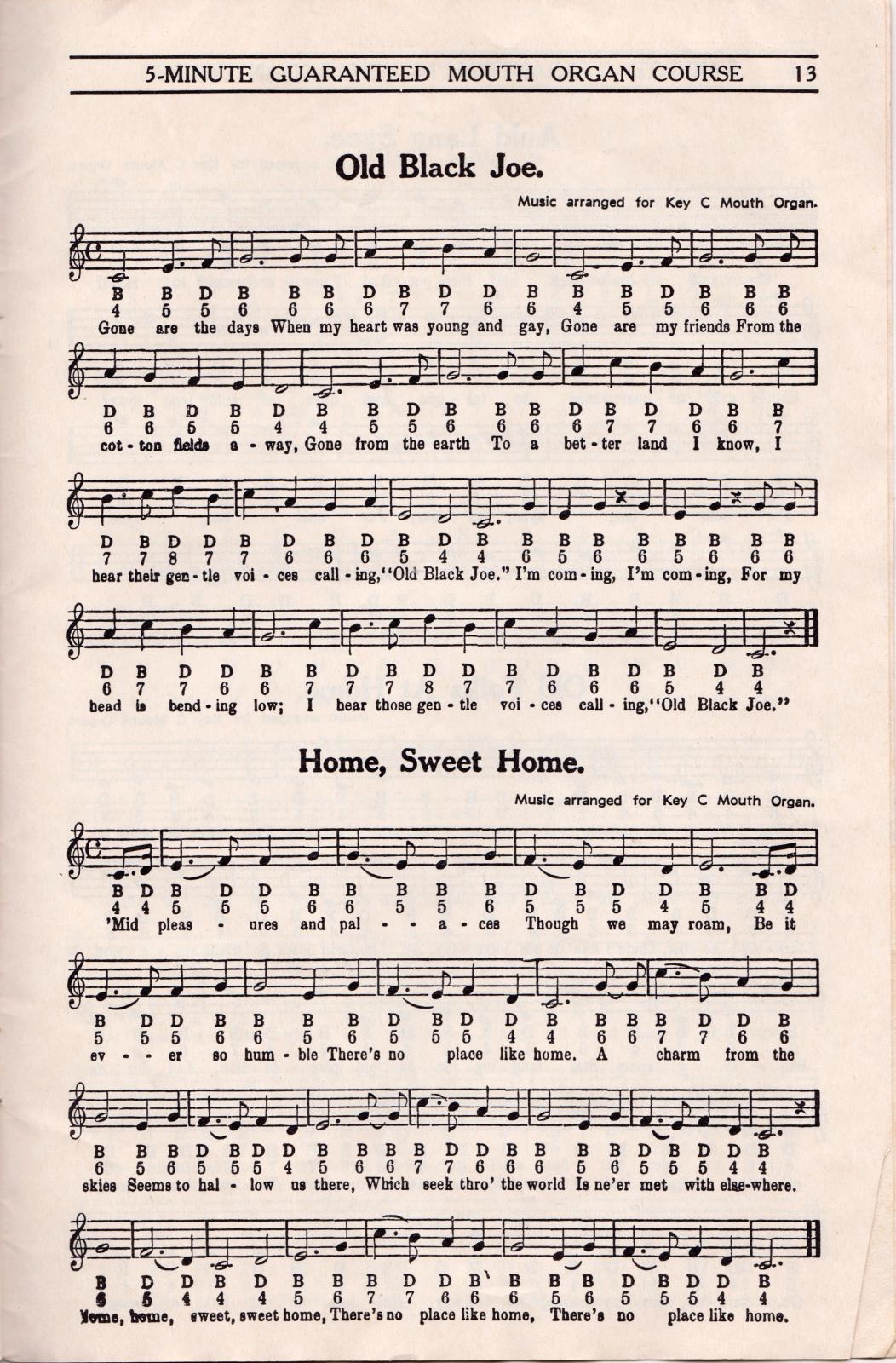 '5 Minute Mouth Organ Course' sample page of music