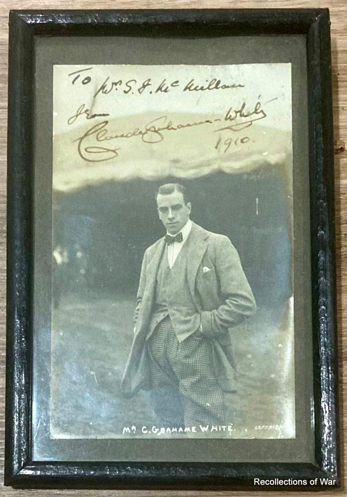 Signed RPPC of Claude Grahame-White, 1910