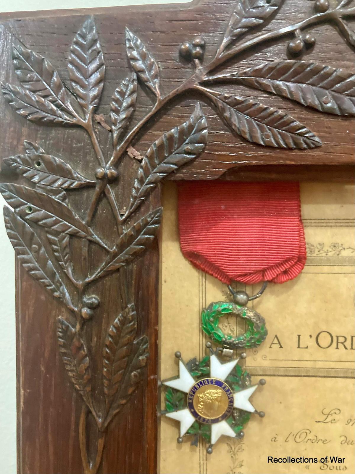 Close-up showing French Legion of Honour medal