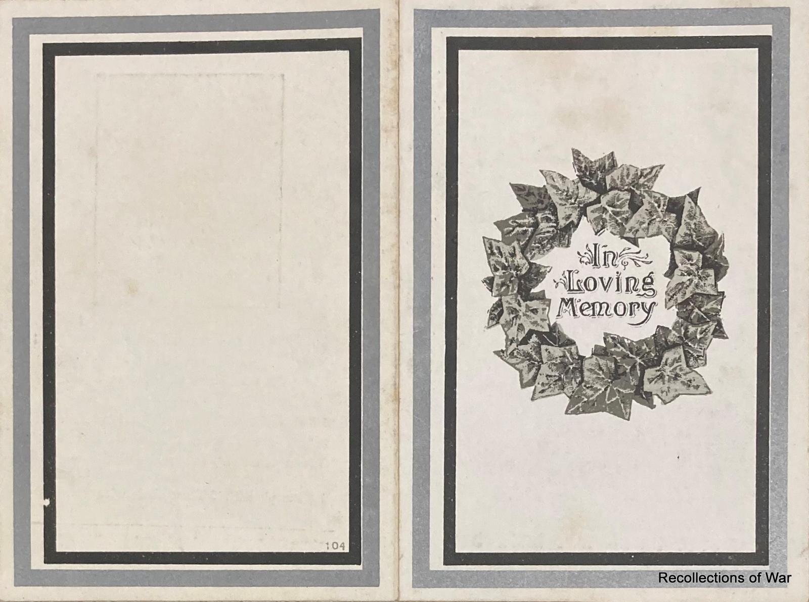 Edith Cavell Mourning Card front and back covers