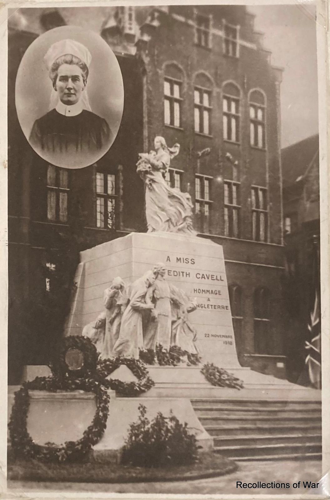 Memorial erected in Brussels to Miss Edith Cavell