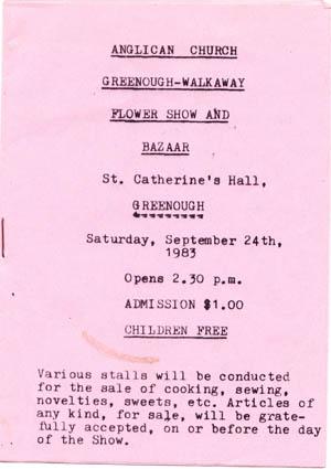 Greenough-Walkaway Anglican Church Flower Show Programme