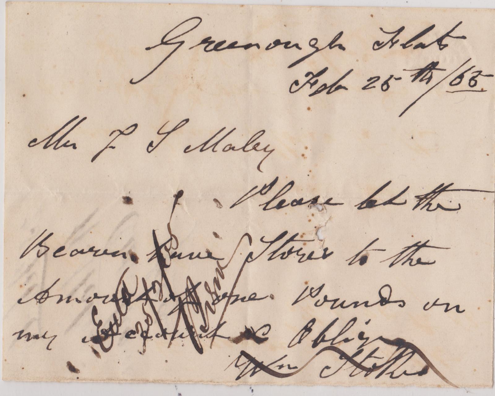 Promissory note from William Stokes