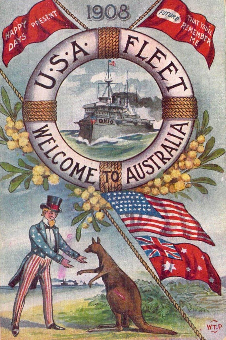 Visit of the 'Great White Fleet' to Australia 1908 - Postcard 1 