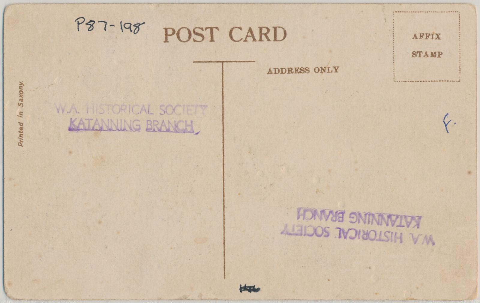 Back of postcard of Katanning Post & Telegraph Office