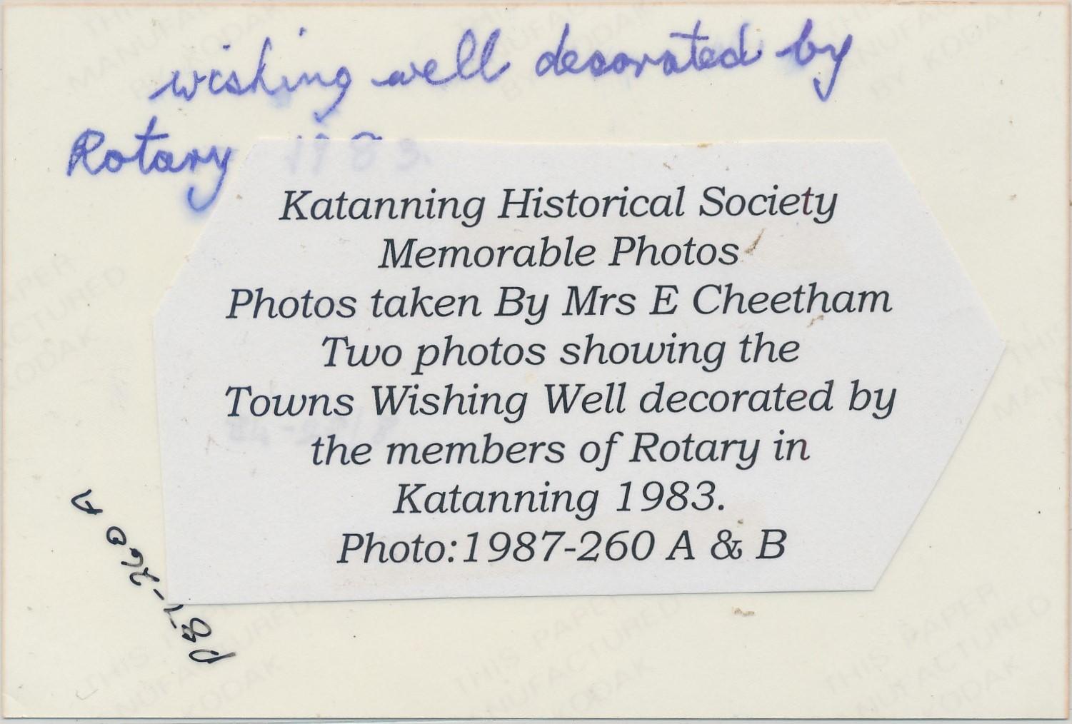 Back of photograph of Silver Chain Flower Day