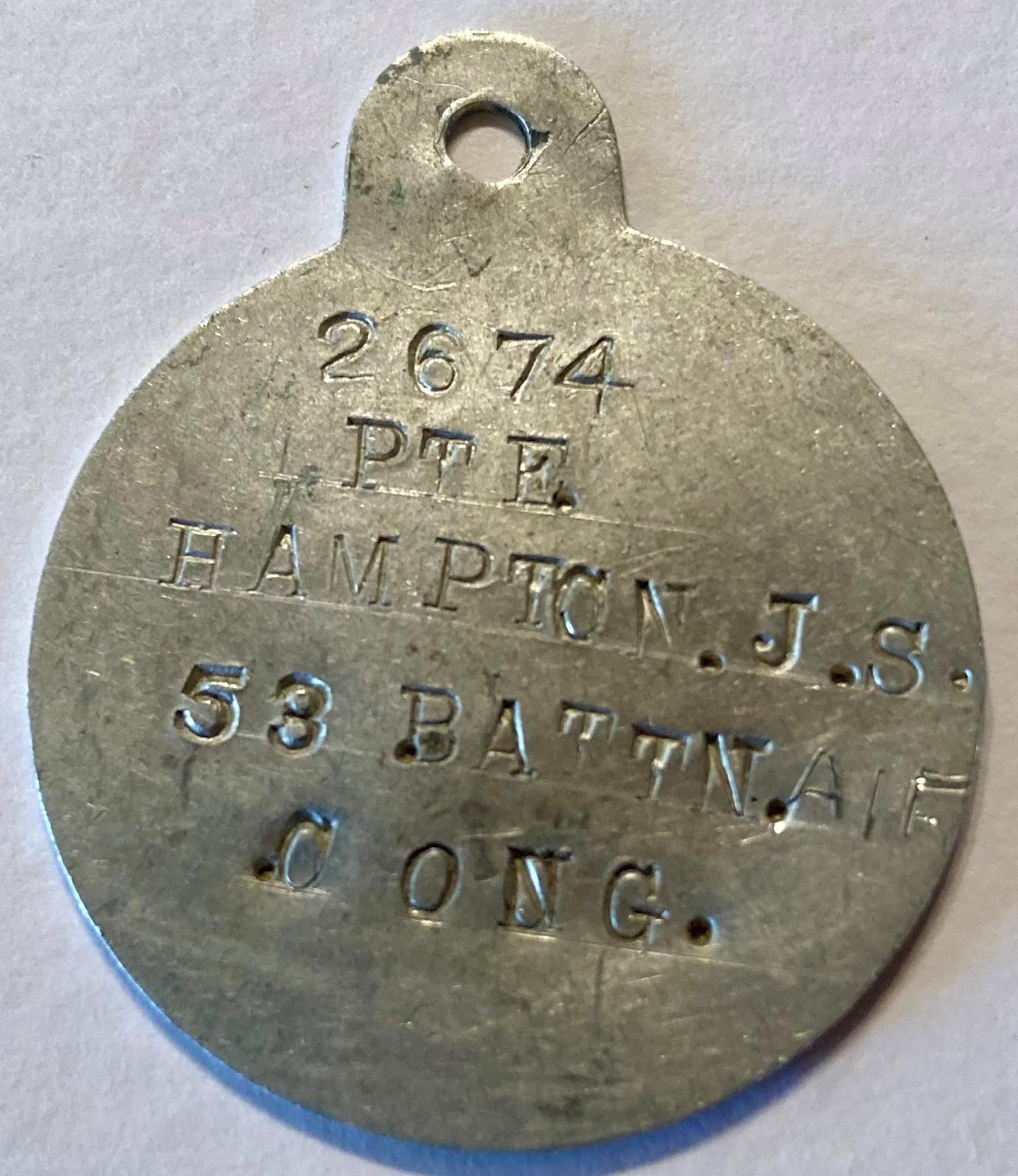 Identity disc - John Soderic Hampton