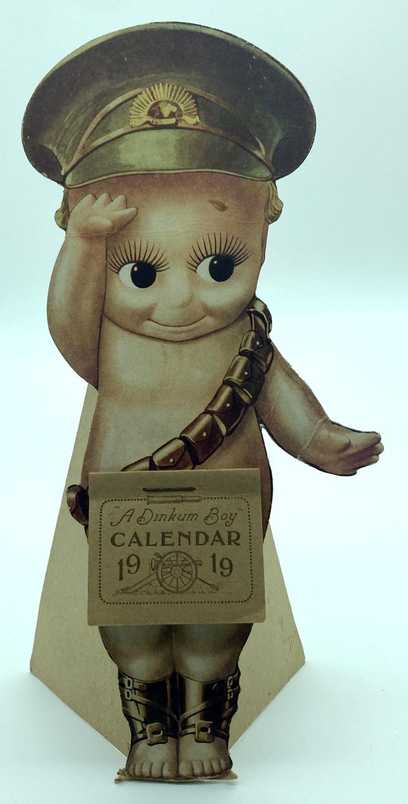 1919 dated calendar on cardboard stand - front view