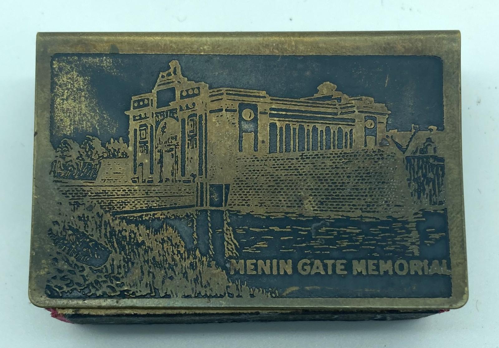 Souvenir of Ypres metal matchbox cover - Menin Gate Memorial