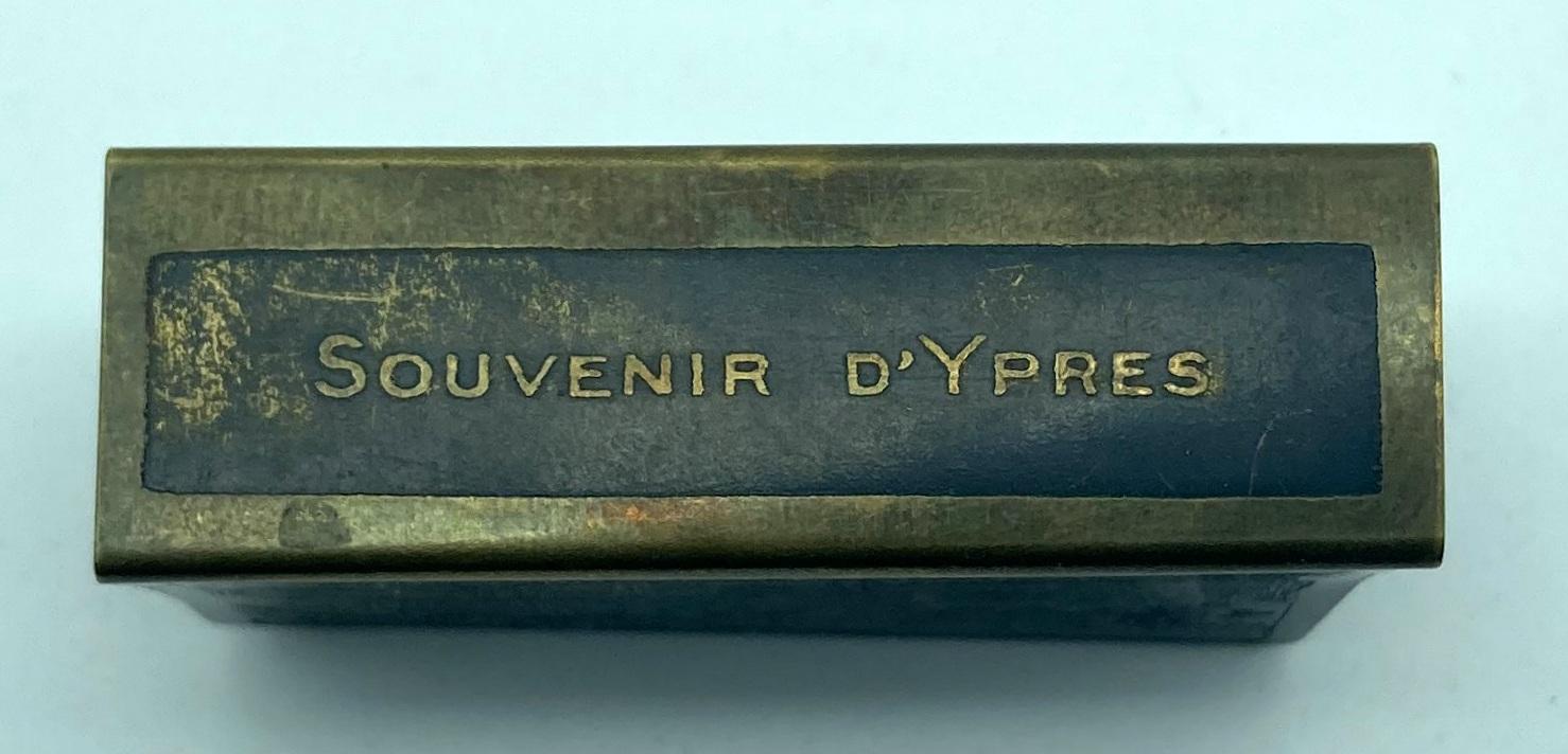 Souvenir of Ypres metal matchbox cover - 'Souvenir D'Ypres'