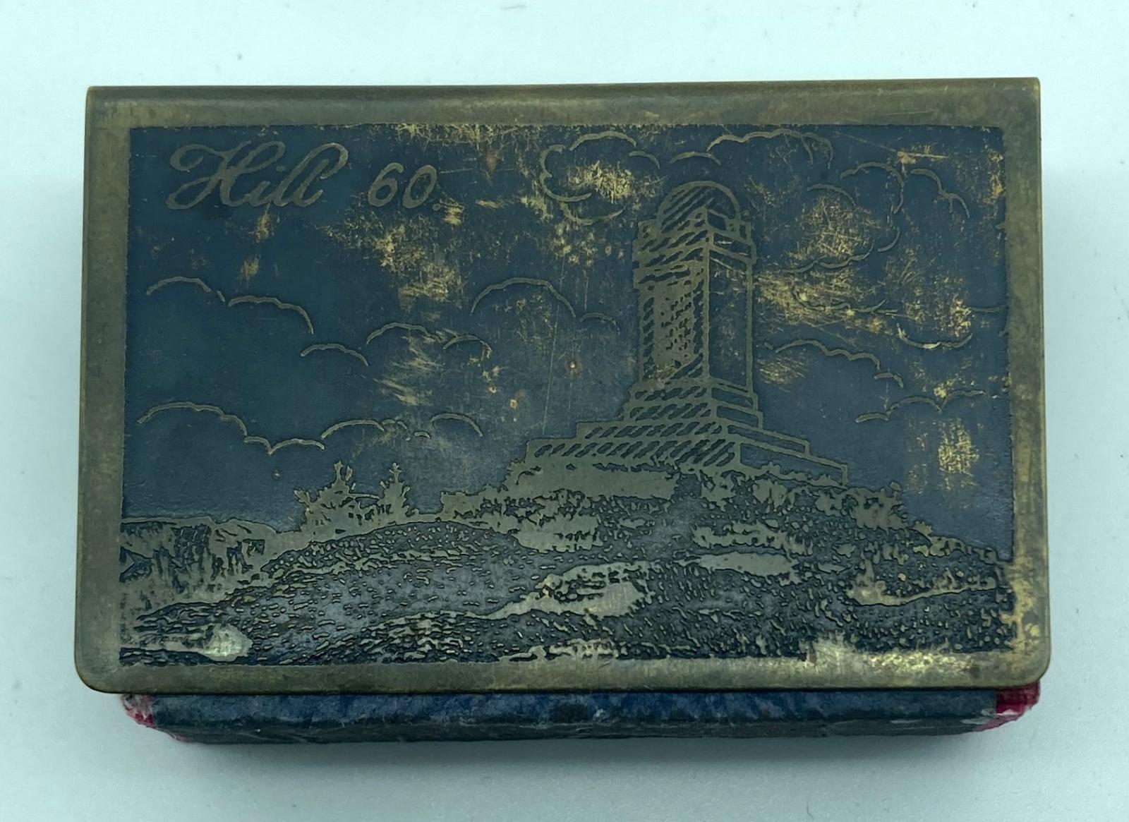 Souvenir of Ypres metal matchbox cover - Hill 60