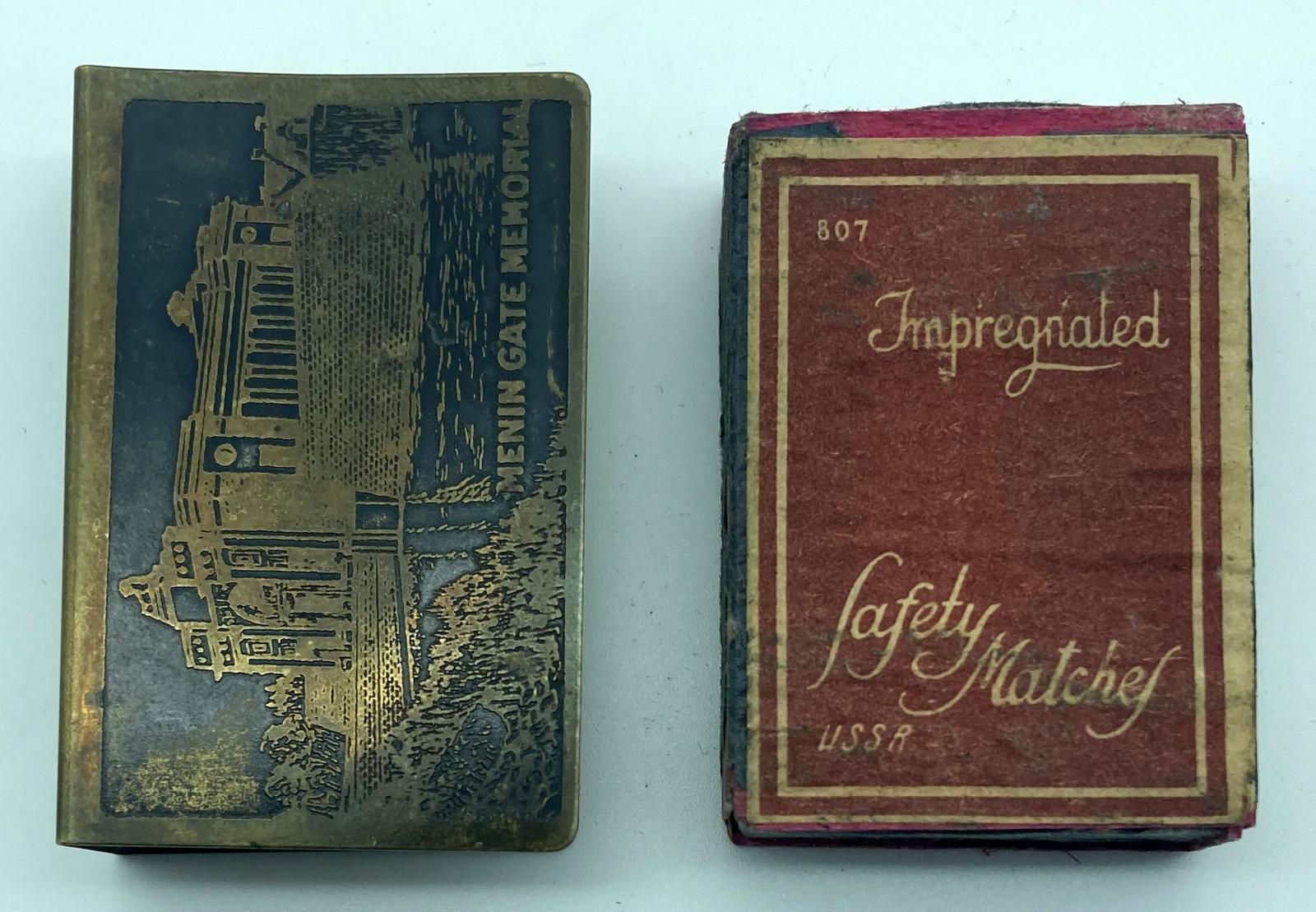 Souvenir of Ypres metal matchbox cover and matchbox