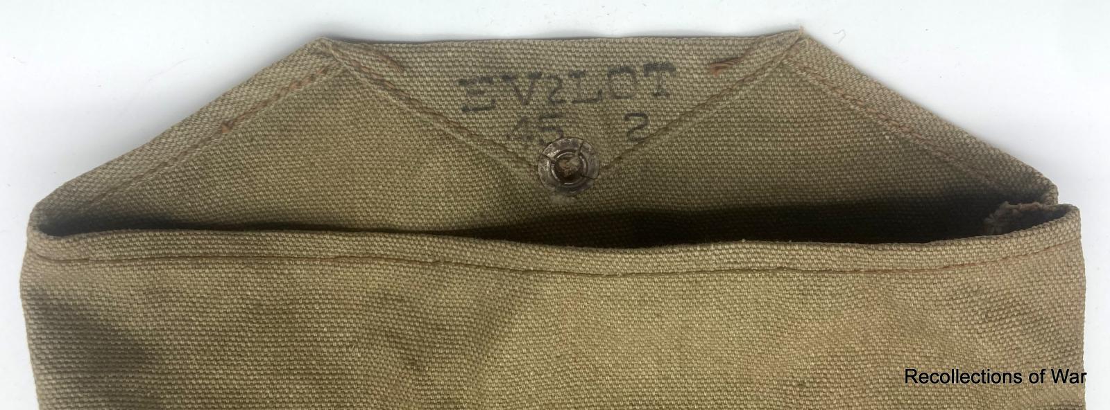 Inside of gas mask bag showing date