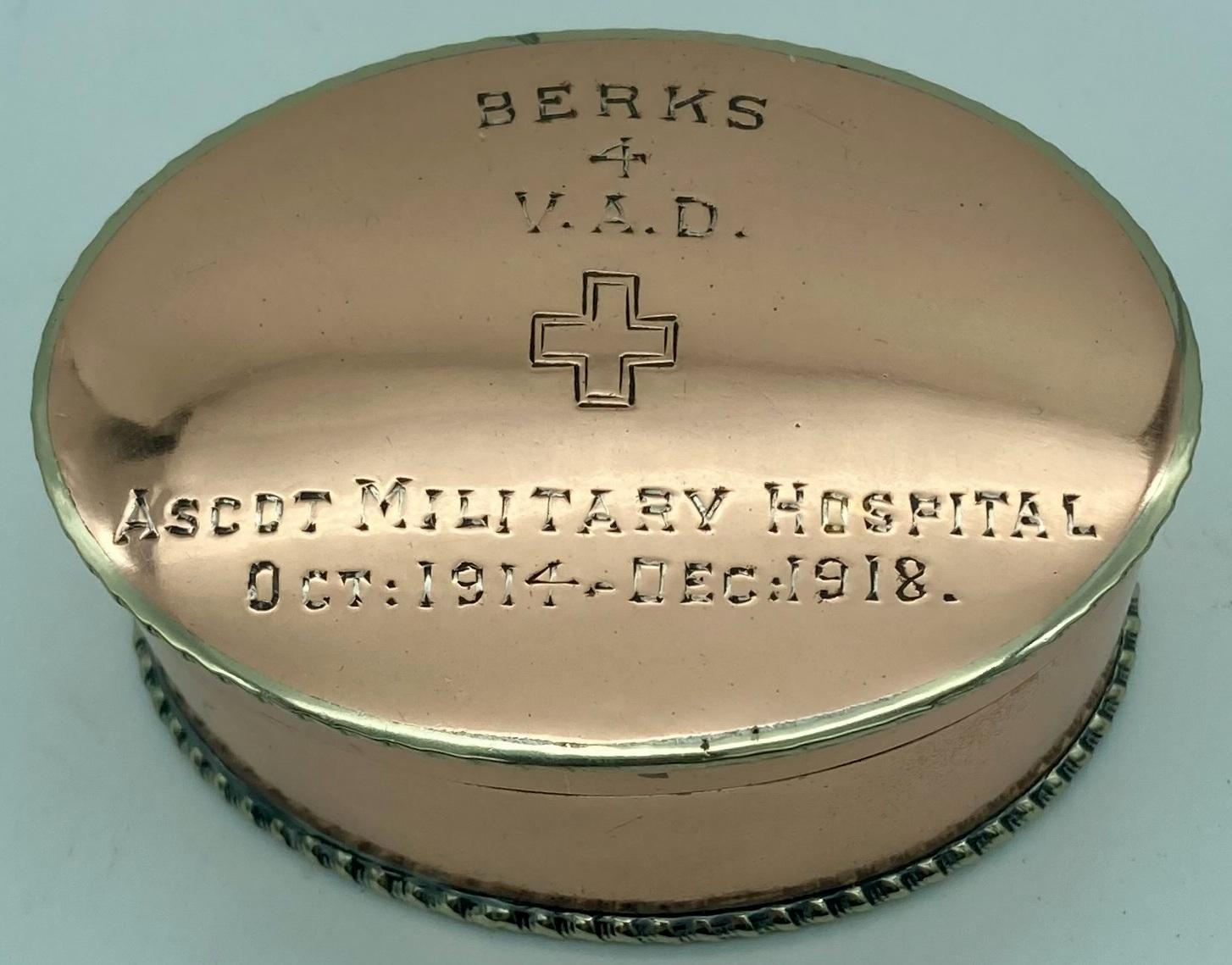 Top view of trinket box showing inscription