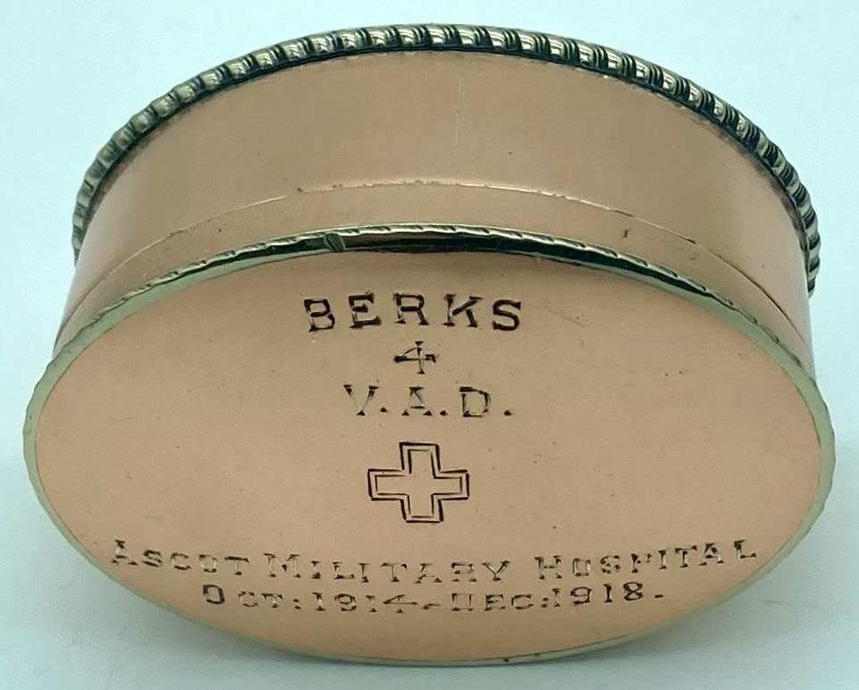 Front view of trinket box showing inscription