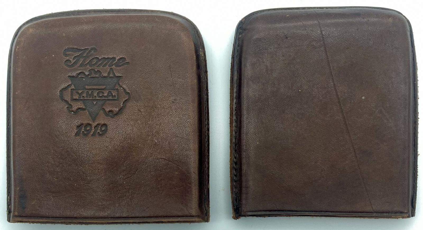 Two sections of leather cigarette case 