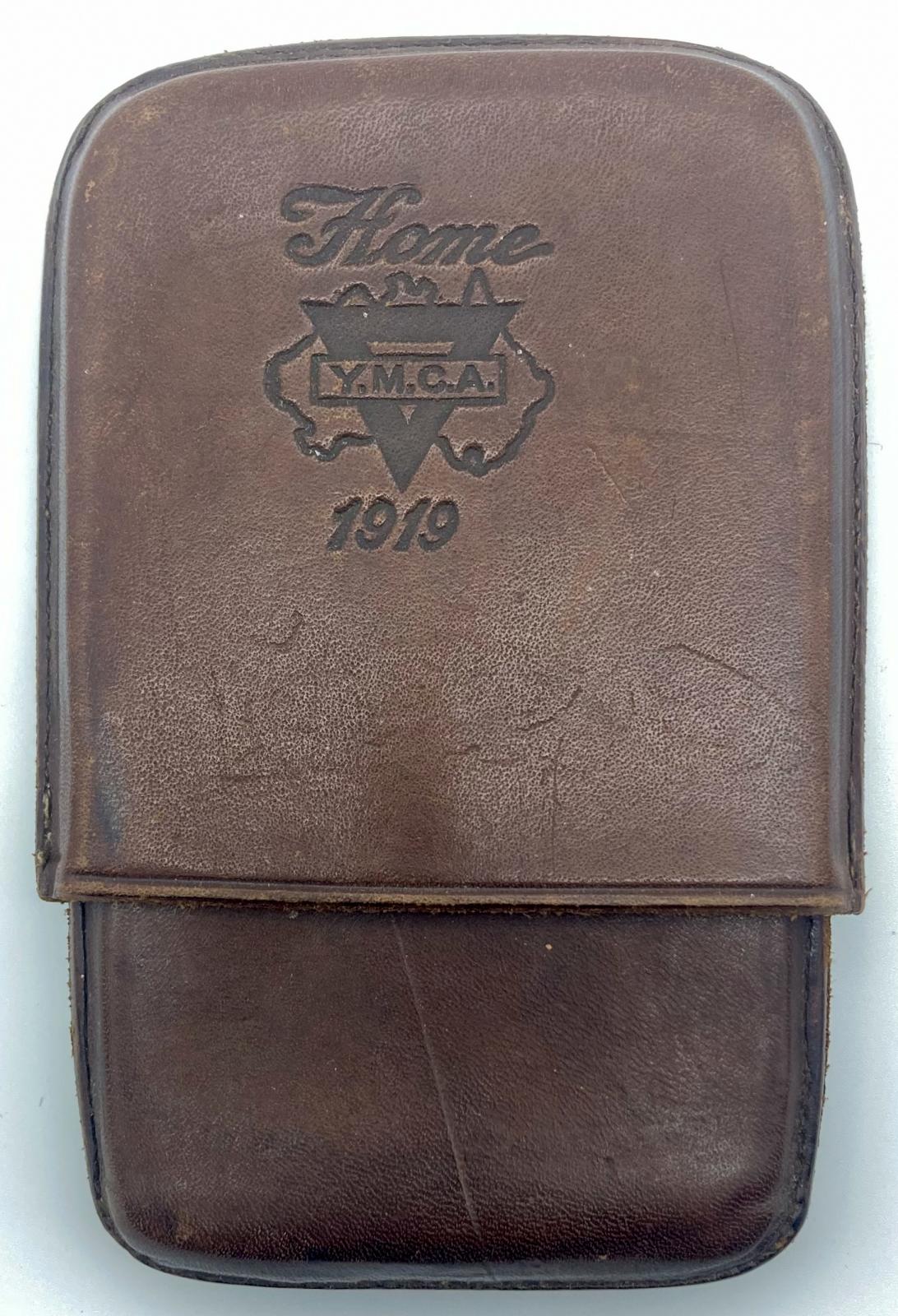 Leather cigarette case presented to returning soldiers in 1919