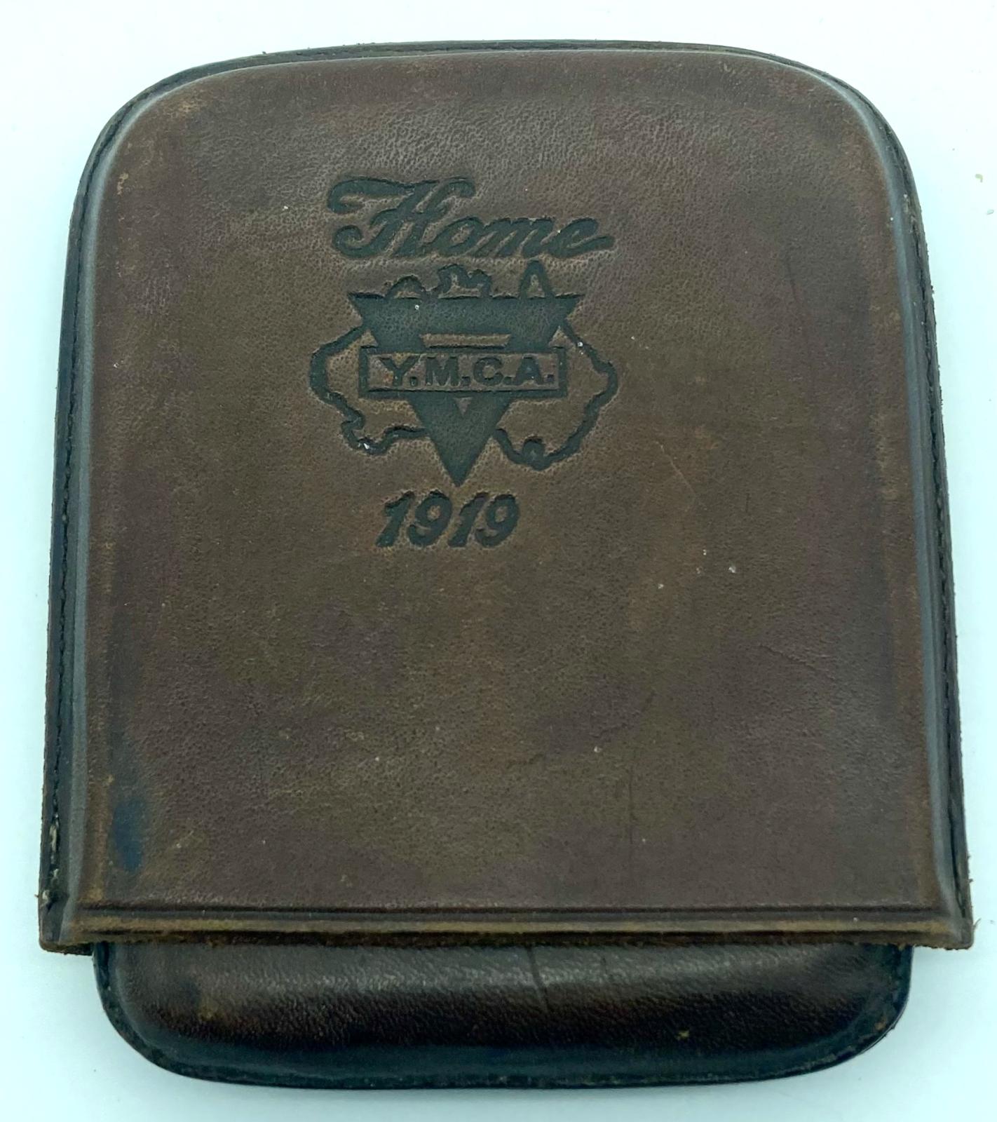 Leather cigarette case presented to returning soldiers in 1919 - closed