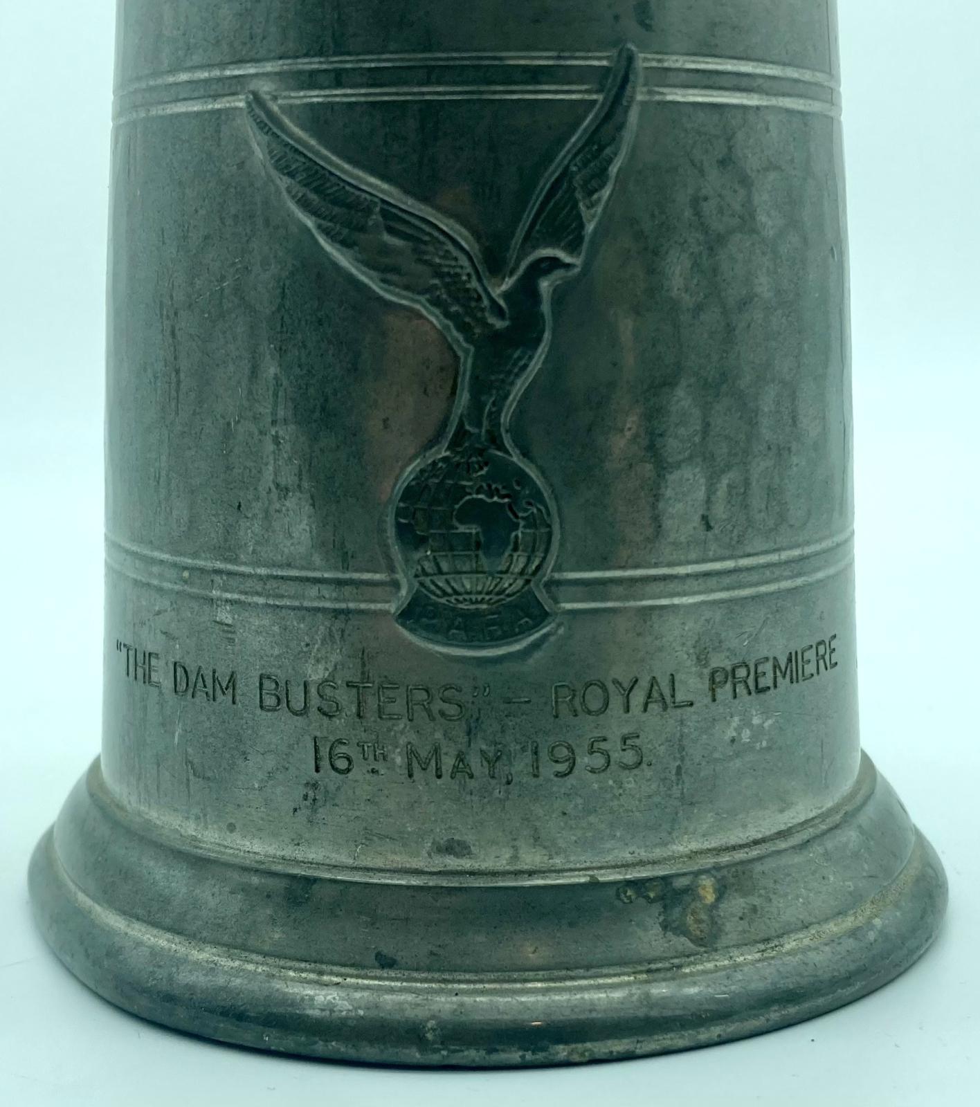 Close-up of detail on metal tankard 