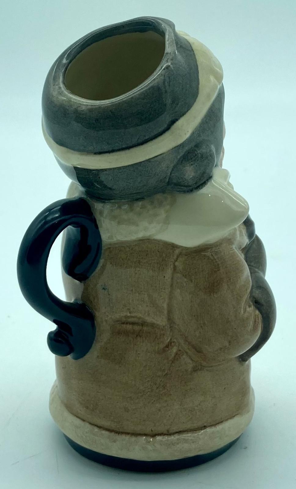 Reverse view of Captain Prop the Pilot toby jug showing handle