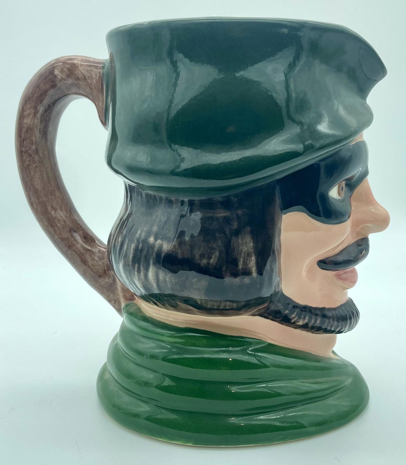 View of Robin Hood toby jug showing handle