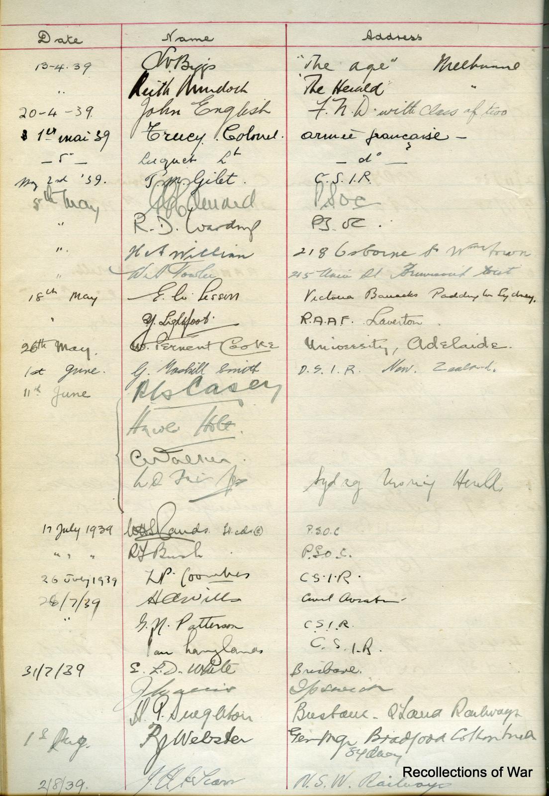 Munitions Supply Laboratories Visitors Book page 35 - Keith Murdoch