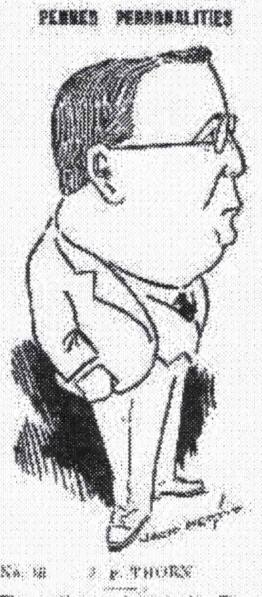 black and white caricature of a man with glasses