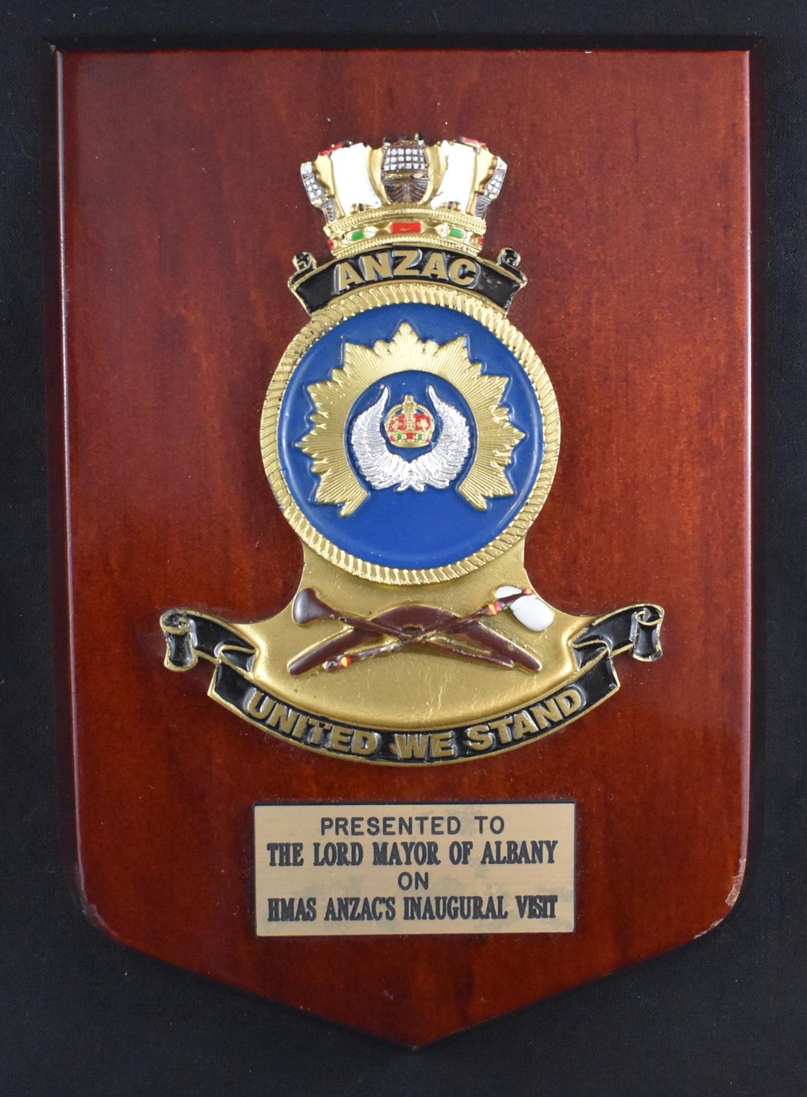 HMAS ANZAC plaque