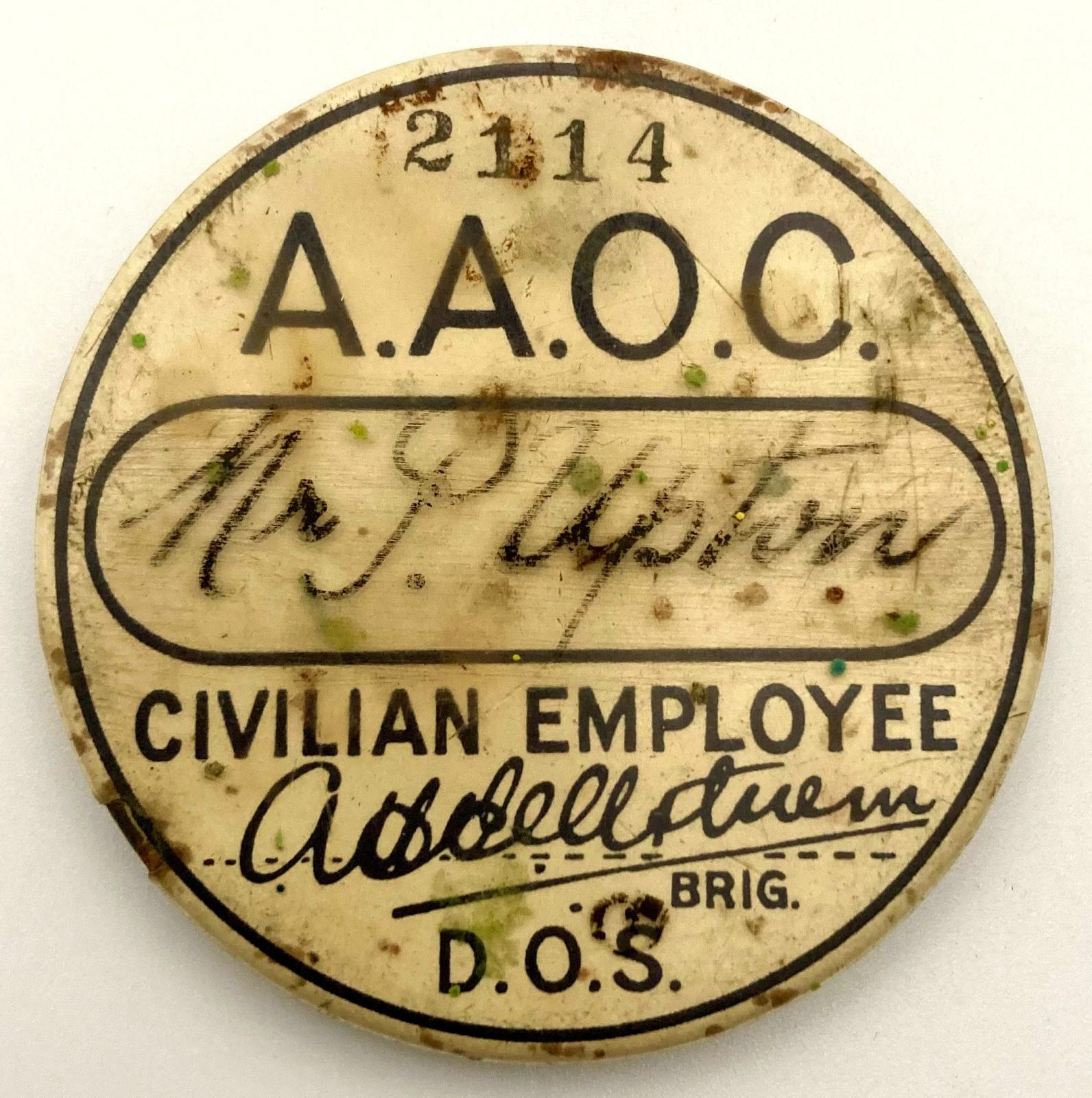 'A.A.O.C. Civilian Employee' badge