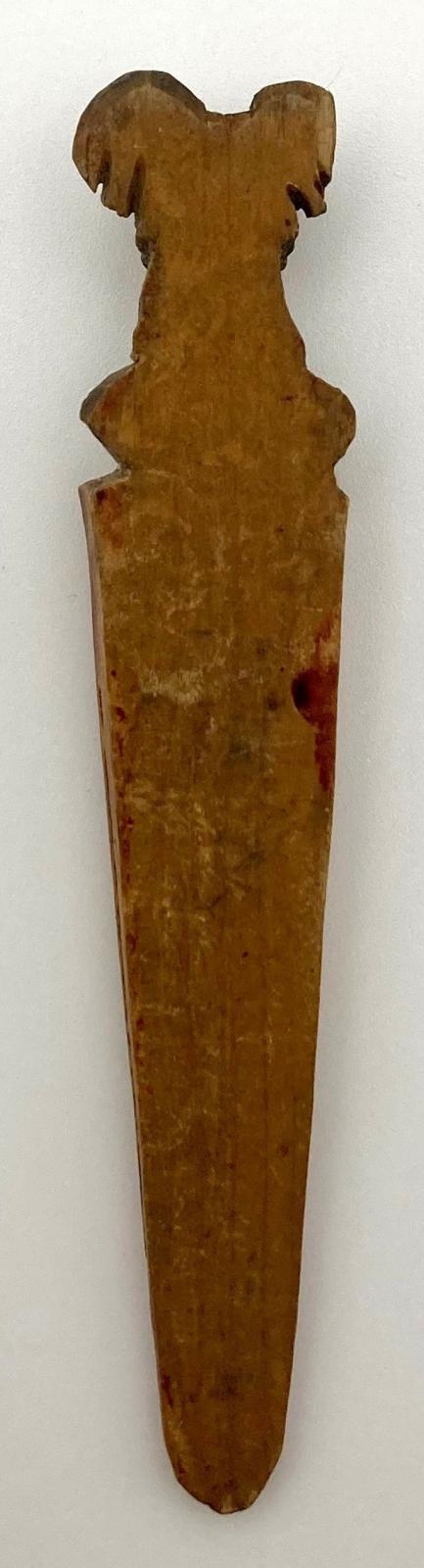 Carved wooden bookmark - back view