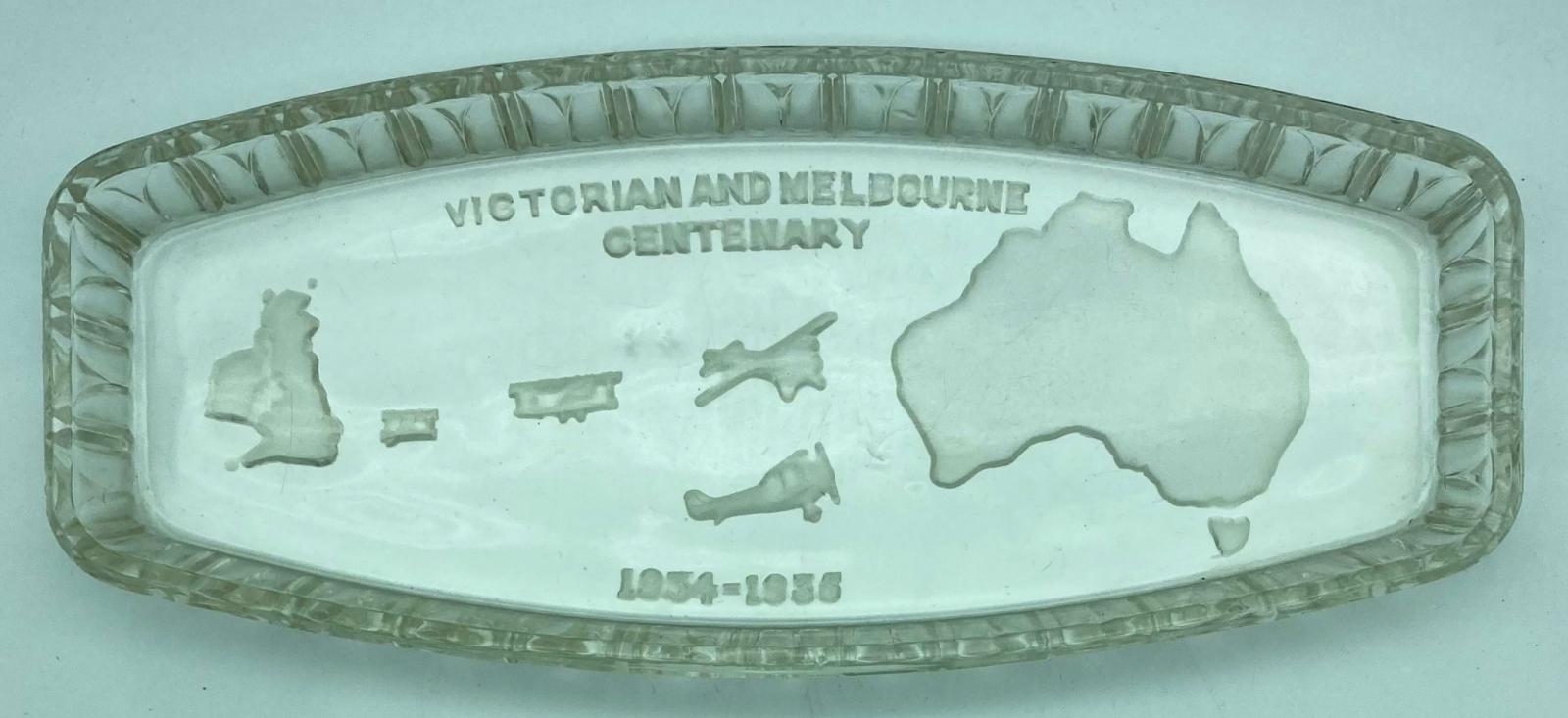 Glass tray commemorating the Centenary Air Race in 1934