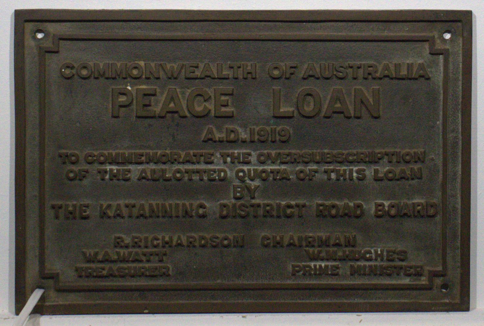 Peace Loan Plaque