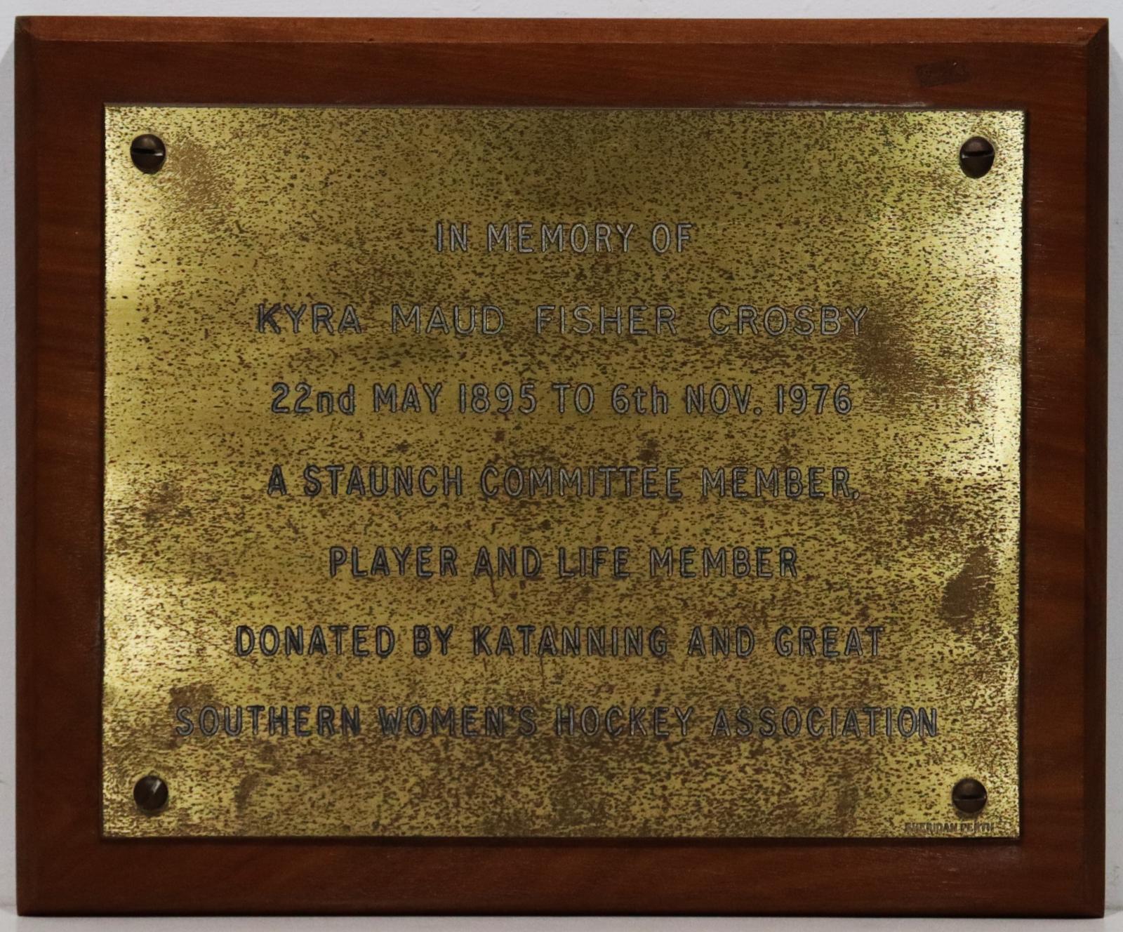 Kyra Maud Fisher Crosby Plaque