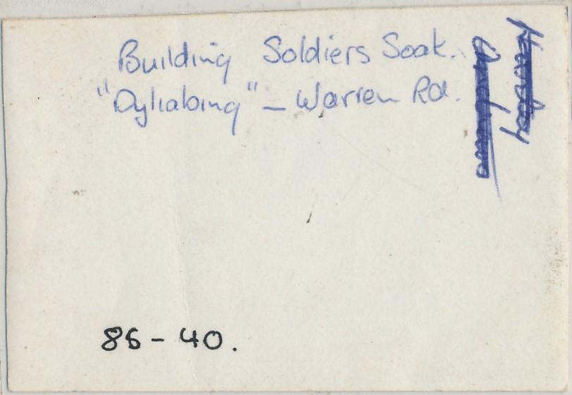 Back of photograph of Soldier's Soak at 'Dyliabing'