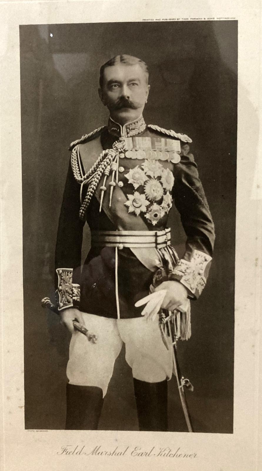 Close-up of framed photographic portrait of Lord Kitchener