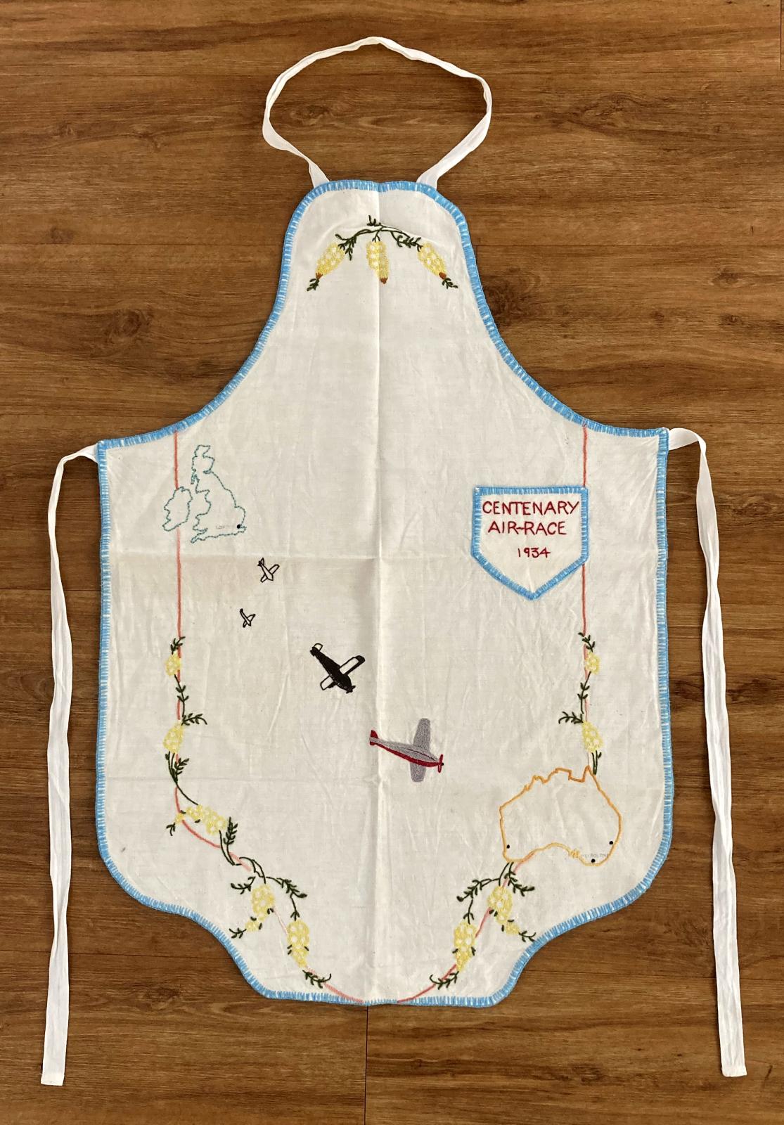 Hand-embroidered apron - Centenary Air Race 