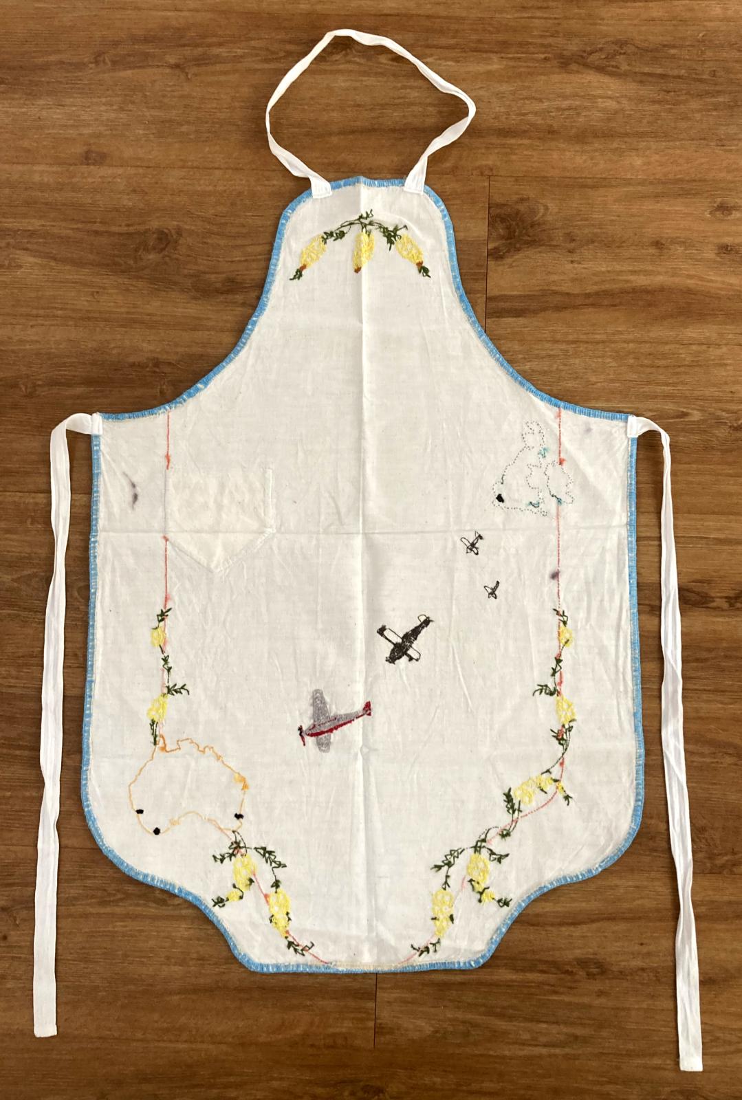 Reverse of Hand-embroidered apron - Centenary Air Race 