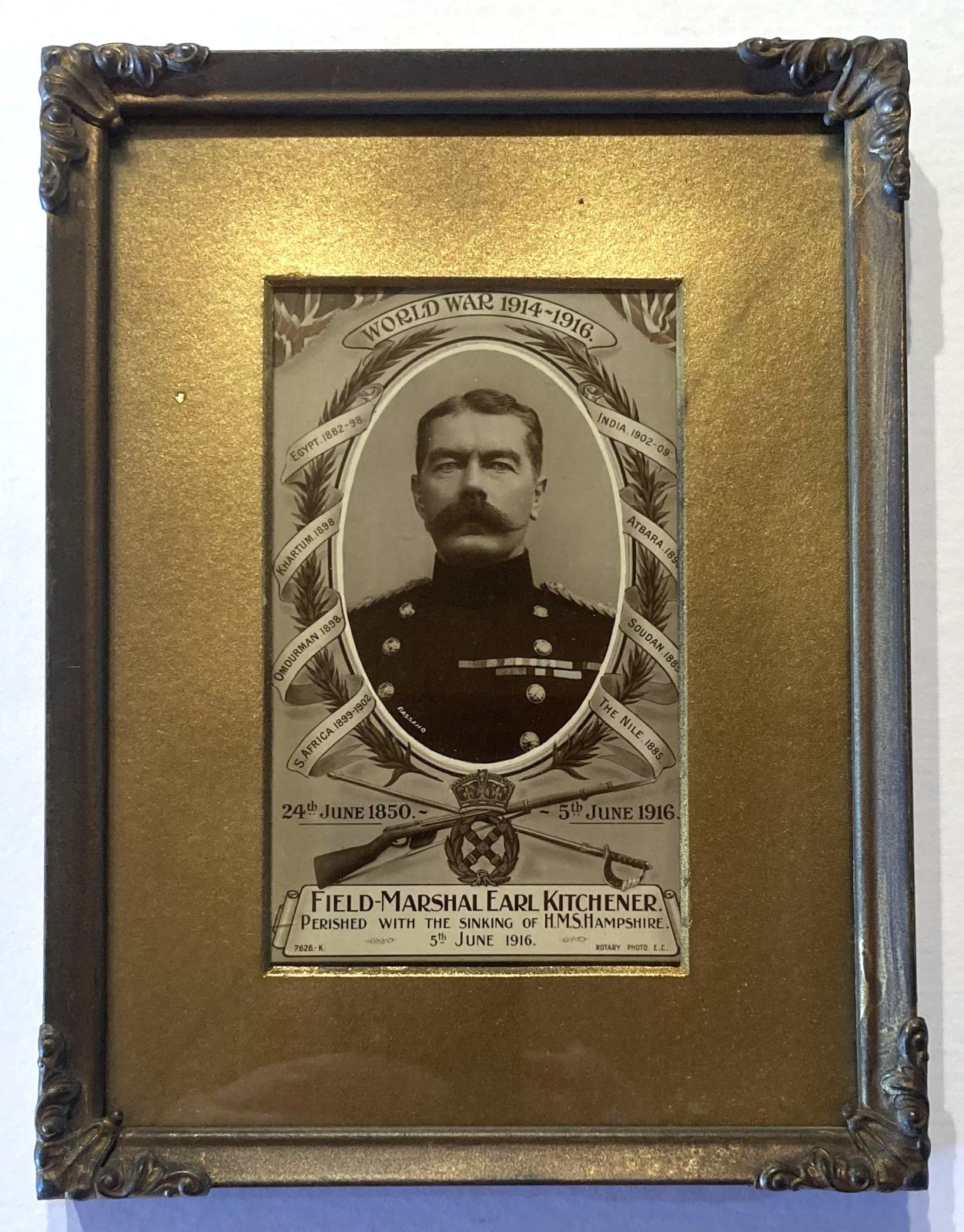 Framed memorial to Lord Kitchener