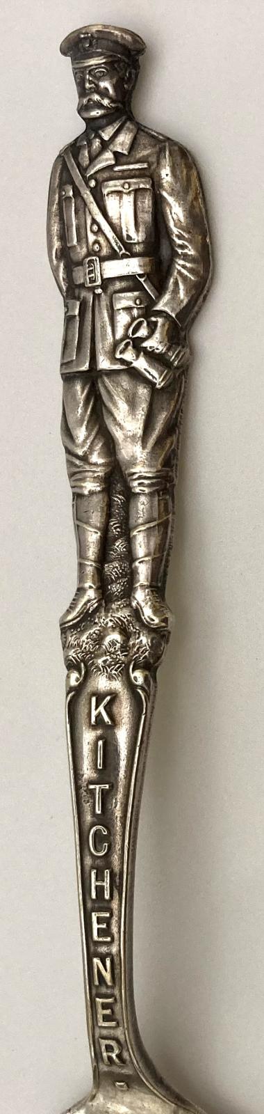 Close-up of Lord Kitchener silver plated spoon