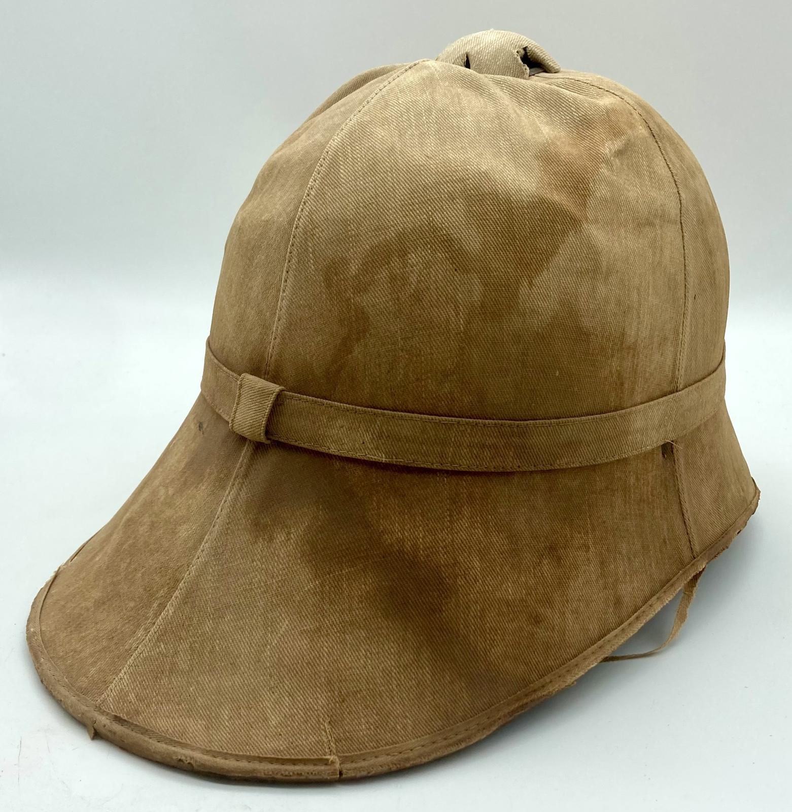 Oblique view of military pith helmet