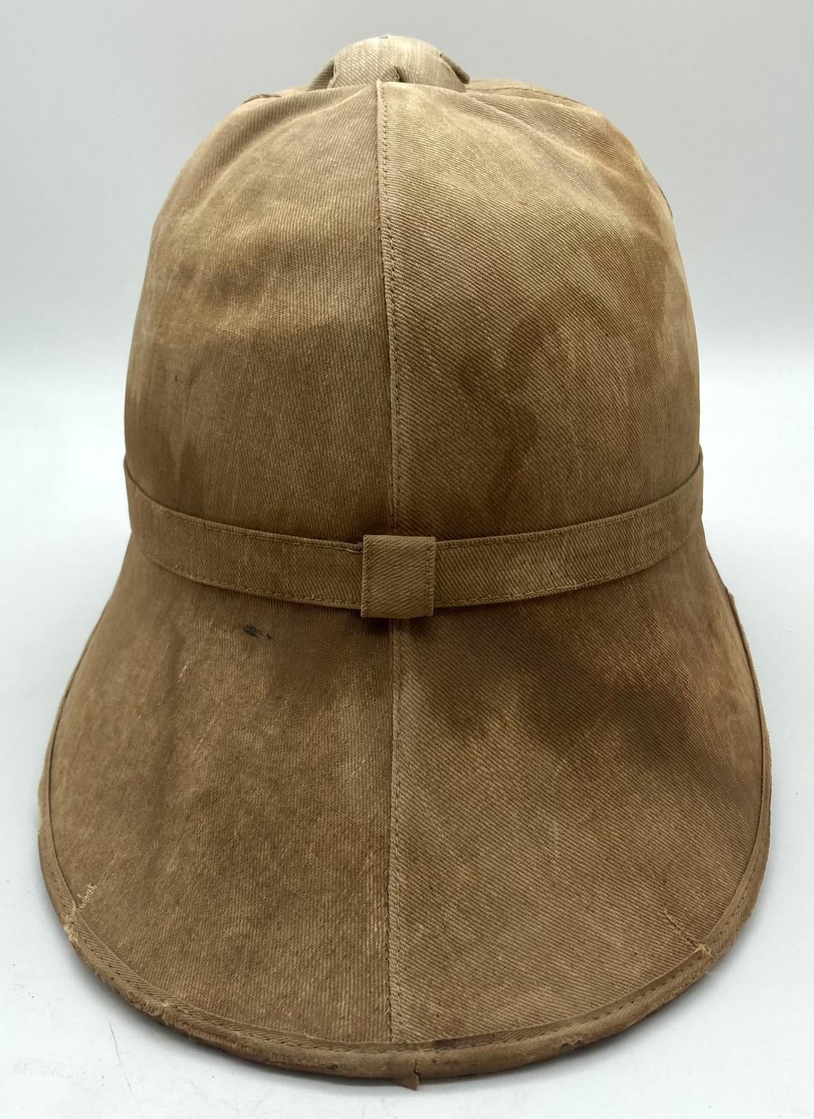 Back view of military pith helmet