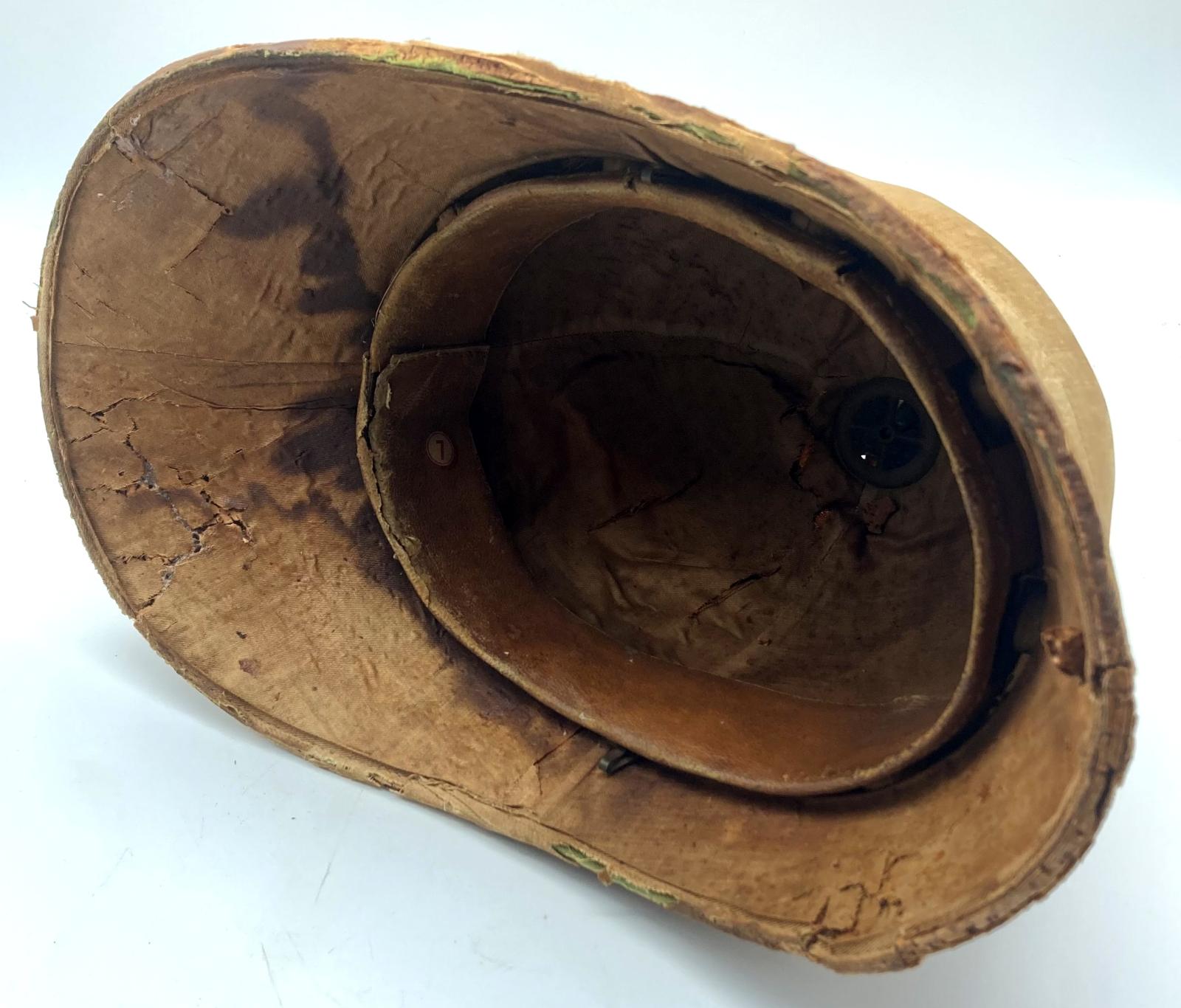 Inside view of military pith helmet