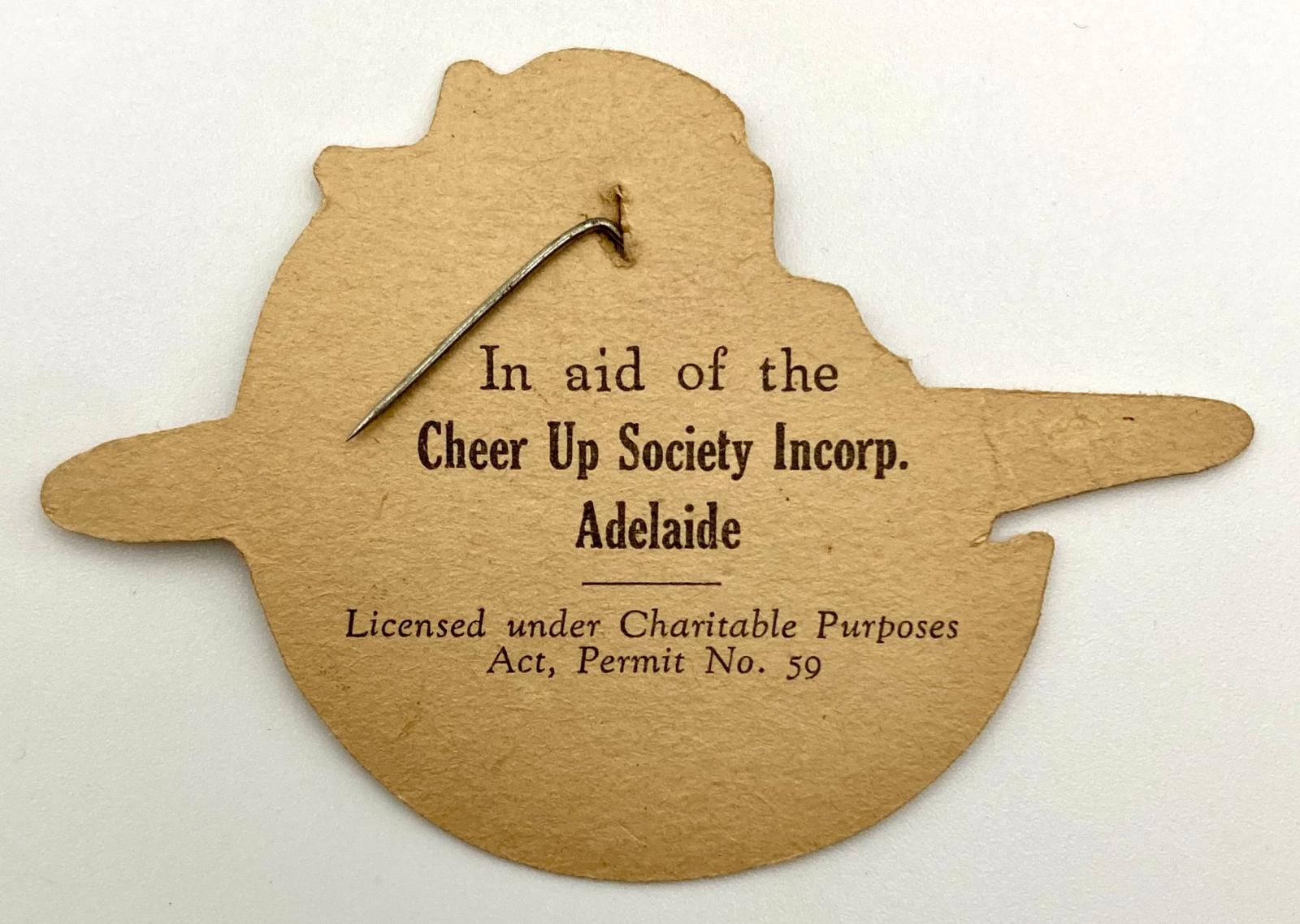 Reverse of Cheer-Up Society fundraising pin - R.A.A.F.