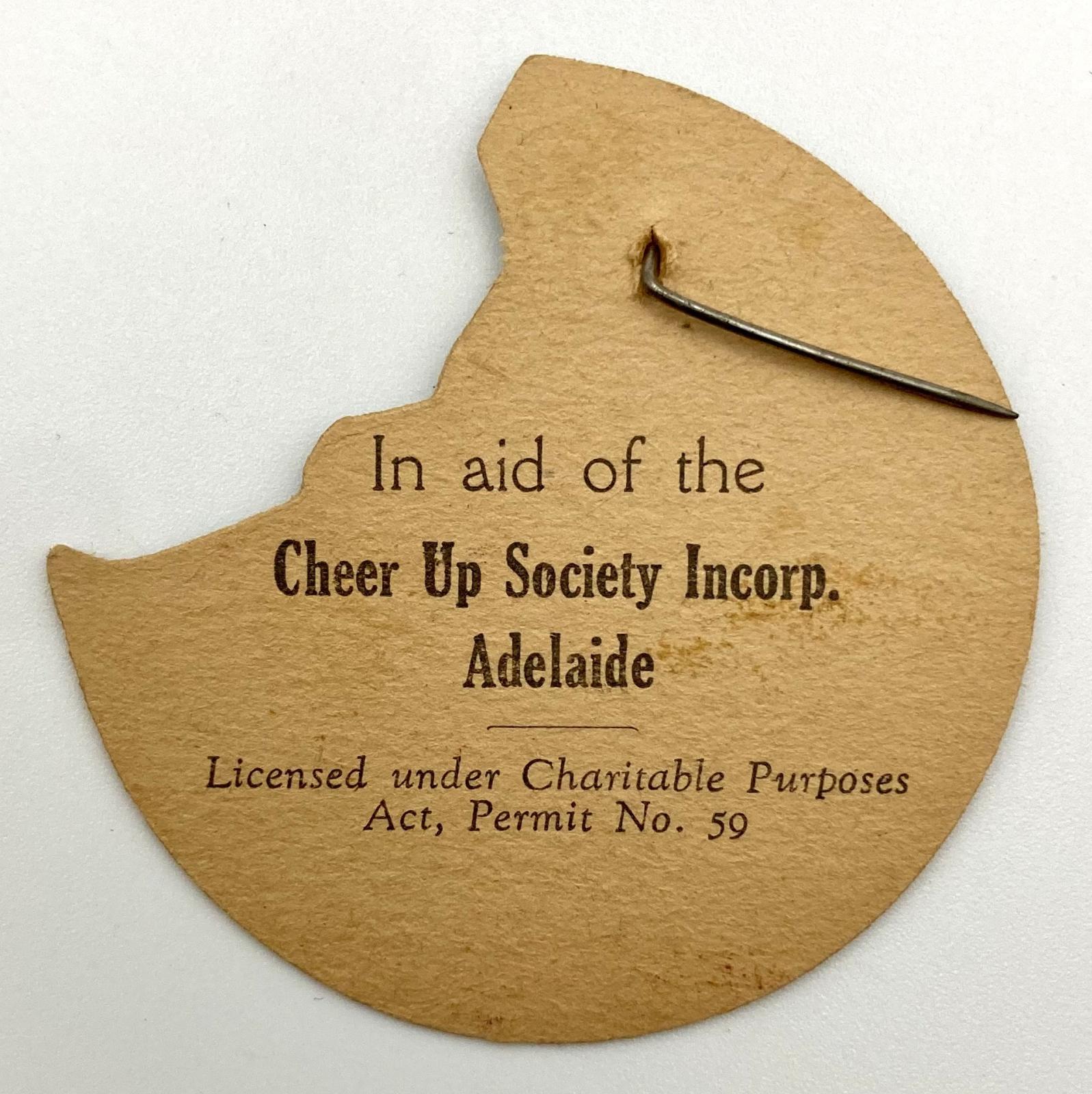 Reverse of Cheer-Up Society fundraising pin - U.S. ARMY